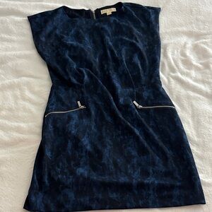 Michael Kors Navy Mini Dress with Zipper Accents